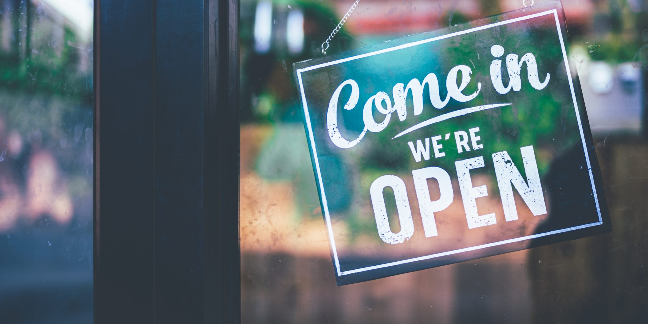 Come in we're open, vintage black retro sign